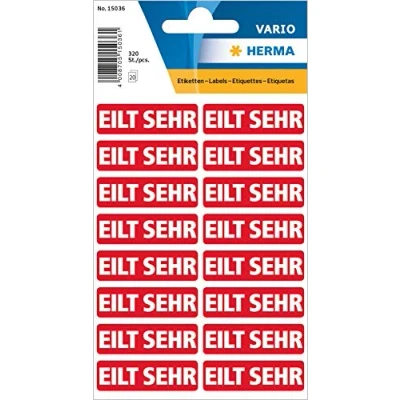 Afbeelding van Herma 15036 Tekst labels Eilt sehr (Duits) 12 x 40 mm 320 st