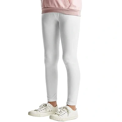 Afbeelding van L&amp;K II 2708 Legging voor kinderen, effen kleur, dansbroek, babylegging, fitnessbroek, katoen, 1 stuks wit., 158 cm