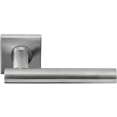 Afbeelding van Formani Deurkruk BASICS LB7 19BSQ geveerd op vierkant rozet mat RVS