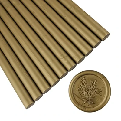 Afbeelding van Amtol 10 stuks cyaan gouden afdichtingswax sticks voor wax zegel stempel, zegellak lijmpistool, geweldig huwelijksuitnodigingen, wijnpakketten, kaarten enveloppen, geschenkverpakking goud)