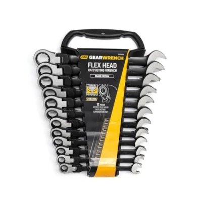 Afbeelding van GearWrench 9901DBE Ringsteeksleutel met ratel, zwenkbaar, set, metrisch, 8 19 mm, zwart, 12 stuks