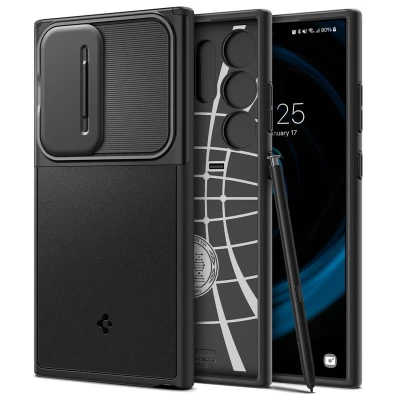 Afbeelding van Samsung Galaxy S24 Ultra Hoesje Kunststof Spigen Hardcase/Backcover Zwart Telefoonhoesje Shockproof/Valbescherming