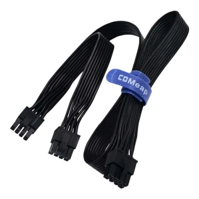 Afbeelding van COMeap PCIe Kabel voor Corsair, ATX CPU 8 Pin Mannelijk naar Dual (6+2) Mannelijke Stroomkabel Corsair Thermaltake ARESGAME Voeding 25 inch (63cm)
