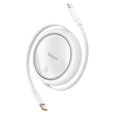 Afbeelding van Baseus Free2Pull Oprolbare USB C naar Lightning Kabel 20W PD 1M Wit