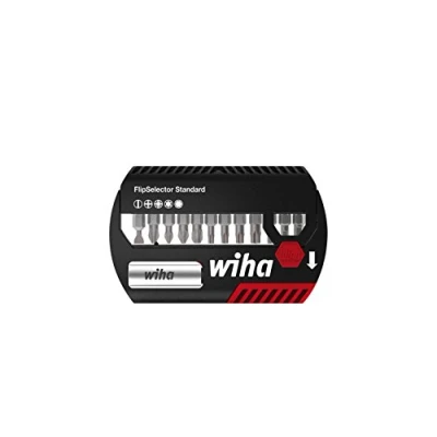 Afbeelding van Wiha Bitset FlipSelector Standaard 25 mm SIT (voor Assy® en Pias schroeven) 13 delig. 1/4&quot; (39045), bithouder, set, openen met een druk op de knop, snelle bitwissel, past in je broekzak