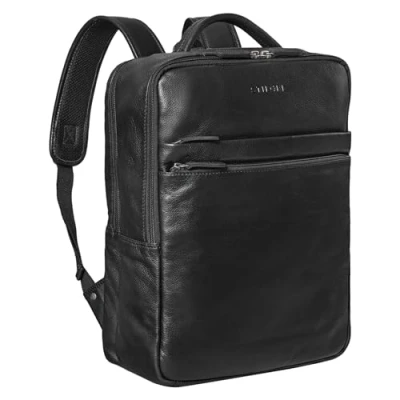Afbeelding van STILORD &#039;Brooklyn&#039; Grote Leren Laptop Rugzak Vintage Business Baackpack voor 15,6 inch Notebooks Werktas Leer Reistas Universiteitstas XL in Echt Leder, Kleur:zwart
