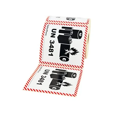 Afbeelding van Prolac Sticker, gevaarlijke goederensticker UN 3481 bevat lithium ion batterijen, 500 stuks, 100 x mm, zelfklevende etiketten, verzendlabels, etiketten zelfklevend, goederen stickers