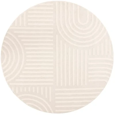 Afbeelding van Laagpolig Vloerkleed, Cirkel, Woonkamer, Boho Geometrisch Crème Wit Ø120 cm (rond) Superzacht Modern Vloerkleed