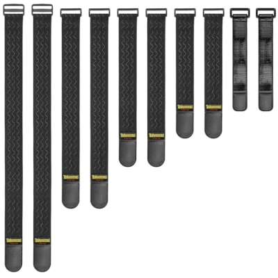 Afbeelding van Trilancer Elastische Koordbanden met Antislip Stroken, 5 maten Combo(10 Stuks) Stevige Haak en Lus Opbergbanden voor Verlengsnoeren, Kabels, Touwen, Slangen, Fiets, Organiseren van de Garage