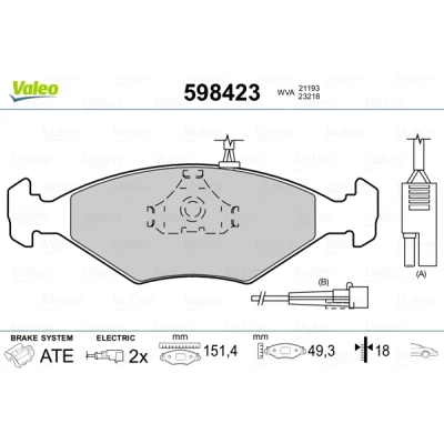 Afbeelding van Valeo Remblokset 598423