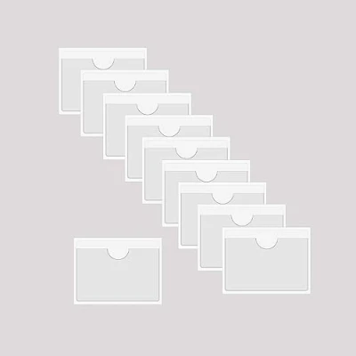 Afbeelding van BAIWOAK 10Pcs Clear Adhesive Pockets Mouwen,Plastic Zelfklevende Label Houders Zakken Houder Voor Index Kaarten Planners Kasten Planken (115x77mm)