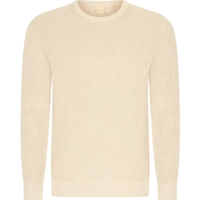 Afbeelding van Mario Russo Rib Sweater Trui heren Pullover Beige/Ecru M