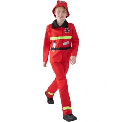 Afbeelding van Fire Fighter Costume, Red, with Jacket, Trousers &amp; Hat, (M)