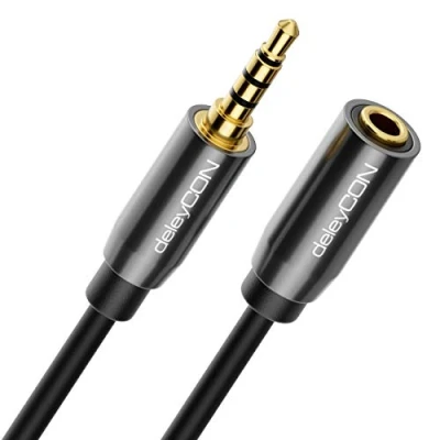 Afbeelding van deleyCON 10m Headset Hoofdtelefoon Verlenging AUX 3,5mm Jack CTIA 4 Pins TRRS Microfoon Verlengkabel Stereo Audio Metalen Stekker PC Mobiele Telefoon Smartphone Tablet Hifi Receiver (Extra Dun &amp; Flexibel)