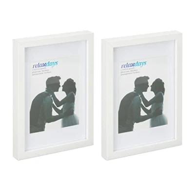 Afbeelding van Relaxdays fotolijst 20x30 cm set van 2 wissellijst met passe partout fotokader a4 wit