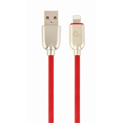 Afbeelding van Premium 8 pin laad &amp; datakabel &#039;rubber&#039;, 2 m, rood