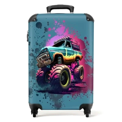 Afbeelding van NoBoringSuitcases.com® Kinderkoffer monstertruck Koffer kind jongen 55x35x25