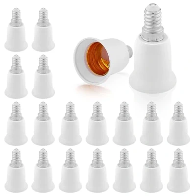 Afbeelding van E14 naar E27 adapterconverter, 20 stuks fitting, lamphouder converter, lampvoet adapter lampvoetadapter, lampsokkeladapter voor gloeilamp ledlamp