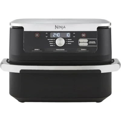 Afbeelding van Ninja Foodi FlexDrawer Airfryer, Dubbele Zone met Verwijderbare Verdeler, Grote 10,4L Lade, 7 1, Dual Zone, Olievrij, Vaatwasmachinebestendige Onderdelen Anti aanbaklaag, Zwart en Koper, AF500EUCP