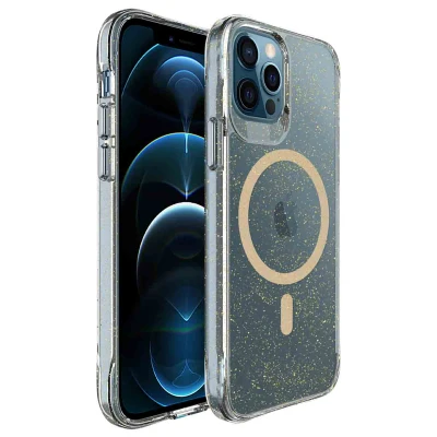 Afbeelding van Apple iPhone 12 Glitter Hoesje Kunststof imoshion Hardcase/Backcover Goud Telefoonhoesje