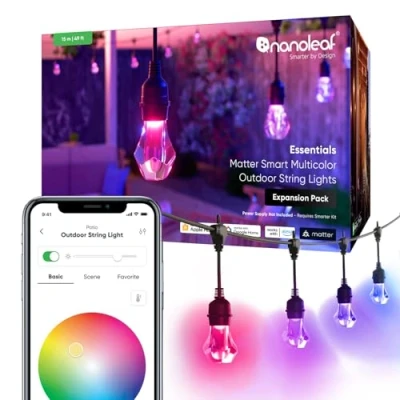 Afbeelding van Nanoleaf Essentials Matter Smart Multicolour Outdoor String Light Expansion Pack LED 15m Zwart