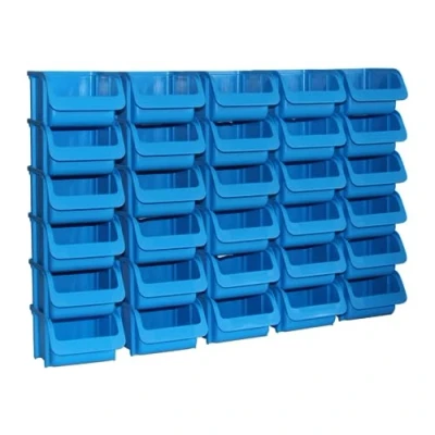 Afbeelding van hünersdorff 30 x opbergbox stapelbox opslagbox in maat 1 van polypropyleen, hoge vormstabiliteit en belastbaarheid, kleur: blauw