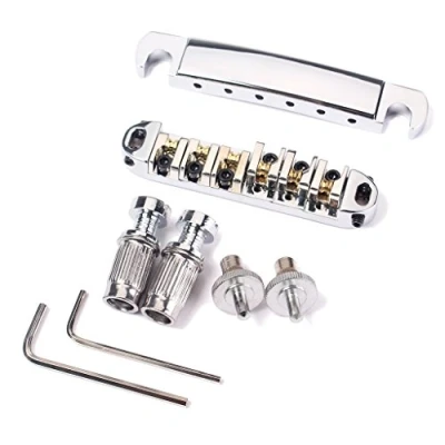 Afbeelding van Alnicov Messing Rolzadel Tune O Matic LP Gitaar Brug &amp; Staartstuk Set Chroom