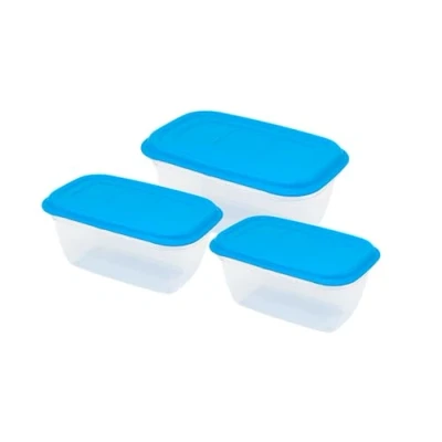 Afbeelding van GIO&#039;STYLE Set van 3 luchtdichte voedselcontainers 0,5 l + 1 1,5 Made in Italy rechthoekig geschikt voor koelkast, vriezer en magnetron luchtdicht