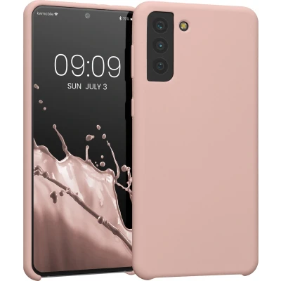 Afbeelding van kwmobile telefoonhoesje geschikt voor Samsung Galaxy S21 Plus Hoesje met siliconen coating Smartphone case in mat oudroze