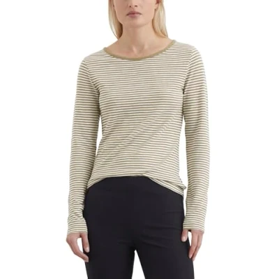 Afbeelding van Marc O&#039;Polo LONG Sleeve Round NECK Striped Longsleeve, Dames, Maat: Small, Beige