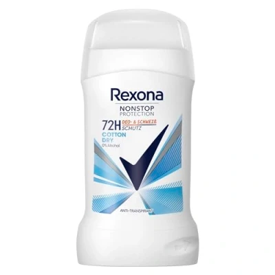 Afbeelding van Rexona Nonstop Protection deostick Cotton Dry anti transpirant met 72 uur bescherming tegen zweet en lichaamsgeur, 50 ml