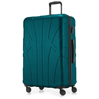 Afbeelding van Suitline grote harde koffer trolley, reiskoffer check in bagage, TSA, 76 cm, ca. 86 liter, 100% ABS mat turquoise