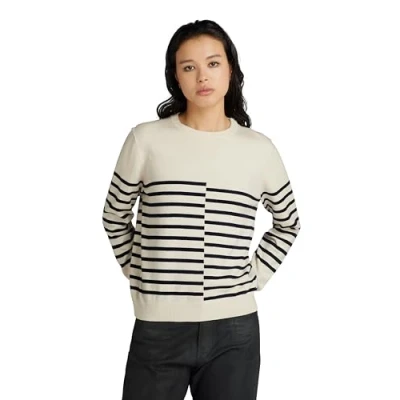 Afbeelding van G STAR RAW Broken Stripe Jumper, beige (antiek wit D24489 d563 g286), L
