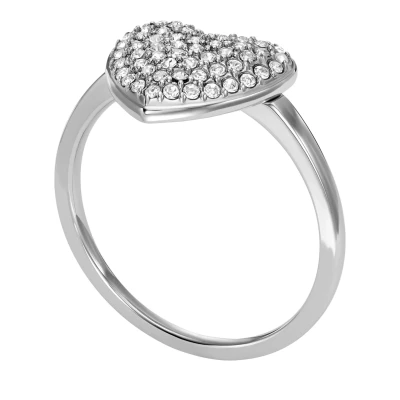 Afbeelding van Fossil Ringen Sadie Glitz Heart Stainless Steel Center Focal in silver