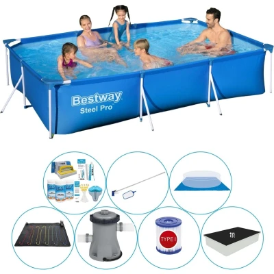 Afbeelding van Bestway Steel Pro Rechthoekig Zwembad 300 x 201 66 cm Blauw Met Accessoires Voordeelpakket