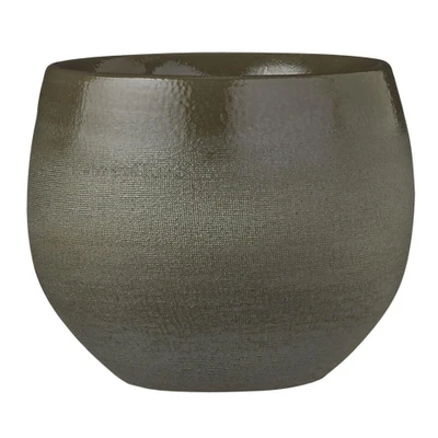 Afbeelding van Mica Decorations Bloempot donkergroen keramiek 16 x 13 cm