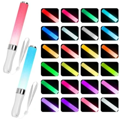 Afbeelding van 2 stuks led lichtstaven, feestaccessoires, lichtstaven voor kinderen, kleurrijk, concerten, led, 24 kleuren knipperend, Kerstmis, feest,