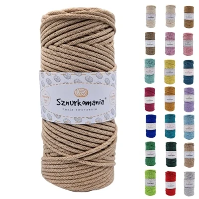 Afbeelding van Sznurkomania, Netuno katoenen koord, 3 mm, 100 m, 46 kleuren, gehaakt gevlochten macramégaren, premium garen, macramé touw, karamel