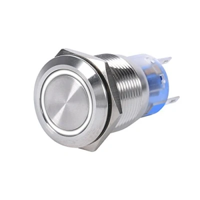 Afbeelding van Keenso 19 mm 12V 24V waterdicht roestvrij staal vergrendeling LED Power drukschakelaar aan/uit latch knop schakelaar 1NO1NC (2 stuks wit)