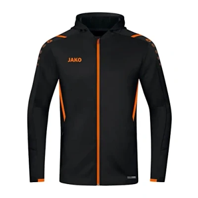 Afbeelding van Jas met kap Challenge Zwart/fluo oranje / S