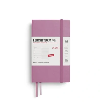 Afbeelding van Leuchtturm1917 A6 Pocket Weekly Planner &amp; Notebook 2026 hardcover Dusty Rose Zakagenda 9x15cm
