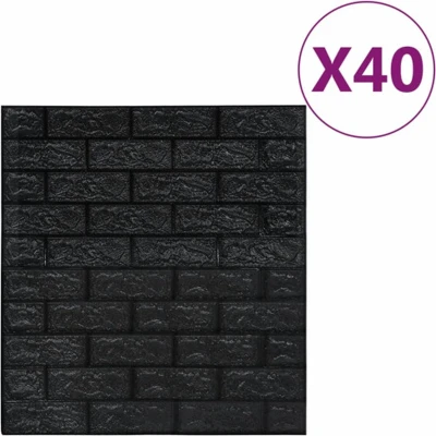Afbeelding van VidaXL 3D behang zelfklevend 40 st bakstenen zwart