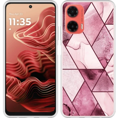 Afbeelding van Cazy Hoesje geschikt voor Motorola Moto G35 Siliconen Roze Marmer Mix
