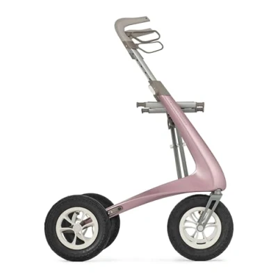 Afbeelding van byACRE Carbon Overland rollator voor alle terreinen Grote luchtwielen Lichtgewicht bij slechts 6,7 kg Opvouwbaar en met zitting (Rose Gold)