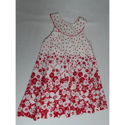 Afbeelding van Jurk Kleedje Overgooier Wit / rood Bloemen 4 jaar 104