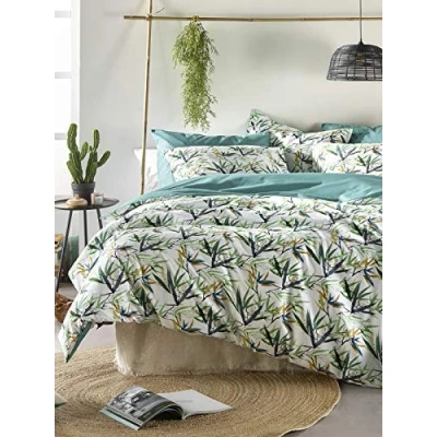 Afbeelding van Dekbedovertrek De Witte Lietaer Salix Deep Jungle Percal 140 x 200 / 220 cm 1 Persoons