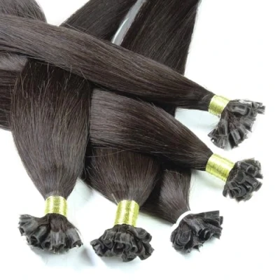 Afbeelding van hair2heart Haarextensies van echt haar, bondings, glad, 25 strengen, 1 g, 40 cm, 4/0 middenbruin