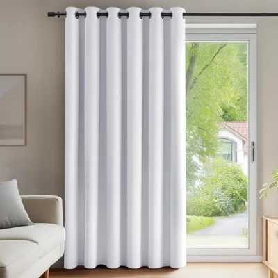 Afbeelding van Deconovo Warmte isolerende verduisteringsgordijnen, 200 x 280 cm (breedte hoogte), gordijnen voor woonkamer en slaapkamer, modern design met oogjes, parelgrijs, 1 stuk