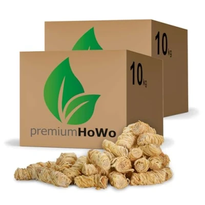 Afbeelding van premiumHoWo eco aanmaakwol (20 kg) ca. 1600 stuks, ook als (3 kg+5 kg+10 kg), ecologische barbecueaansteker, openhaardaansteker, kachelaansteker, houtwol, aanmaakblokjes