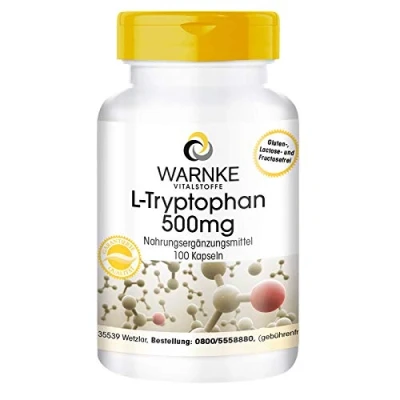 Afbeelding van L Tryptofaan 500mg capsules hoge dosering &amp; veganistisch 100 Aminozuur Warnke Vitalstoffe Duitse apothekerskwalitei